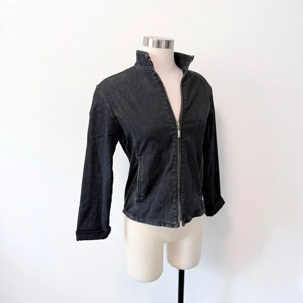Bonton Dark Jean Denim Jacket Coat Light M Medium Y2K
